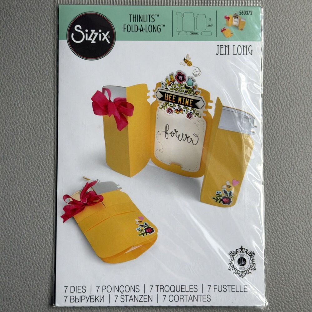 SIZZIX THINLITS FOLD-A-LONG #560372 mason JAR 7 Dies JEN LONG interactive